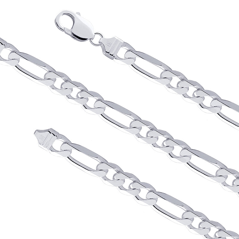 925 Sterling Silver Flat Figaro Chain (4mm) 18 Inches