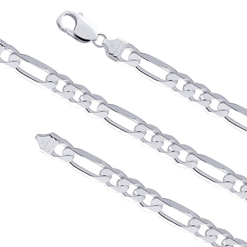925 Sterling Silver Flat Figaro Chain 100 (4mm) 20 Inches