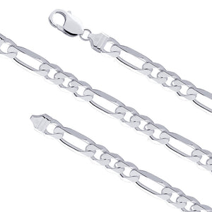 925 Sterling Silver Flat Figaro Chain 100 (4mm) 20 Inches
