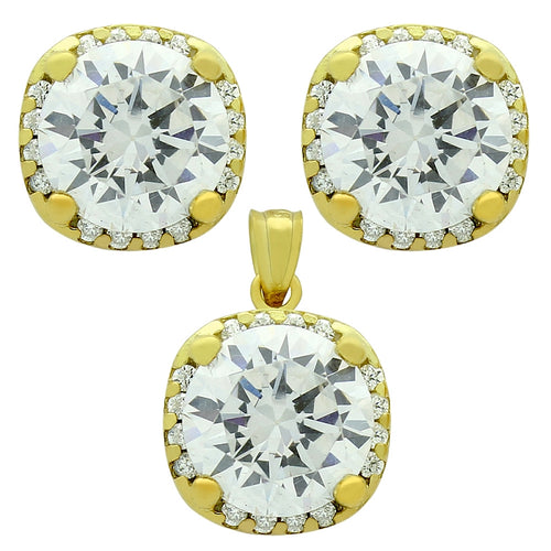 925 Sterling Silver Nickel Free Gold Platubic Zirconia Halo