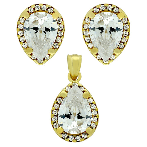 925 Sterling Silver Nickel Free Gold Plated Set: 7X10mm Pear Shape Cub