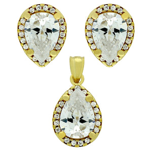 925 Sterling Silver Nickel Free Gold Plated Set: 7X10mm Pear Shape Cub