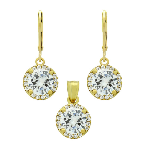 925 Sterling Silver Nickel Free Gold Plated Set: 7.5mm Round