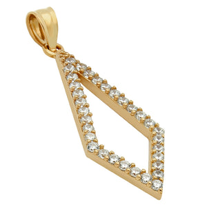 .925 Sterling Silver Nickel Free Rose Gold Plated Kite Outline Cubic Zirconia Pave Pendant