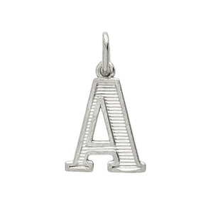 925 Sterling Silver Rhodium Plated "A" Initial Pendant