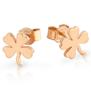 925 Sterling Silver Rose Gold Plated Clover Earrings