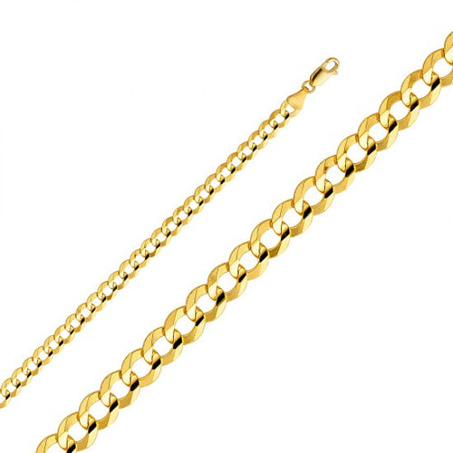 14k Yellow Gold Hollow Men's 4 mm Cuban Curb Chain Necklace with Lobster Claw Clasp 20