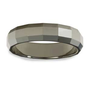 Tungsten Carbide Faceted Wedding Band Ring Unisex (5.50 mm) Size 10
