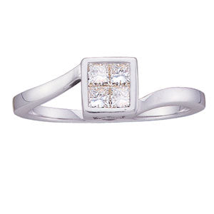 14K White Gold Princess Diamond Promise Ring (0.25 Ctw)