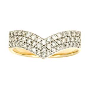 14K Yellow Gold Diamond "V" Right Hand Ring (0.60 Ctw)