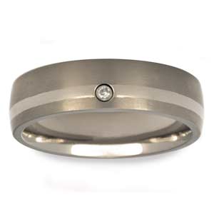 Men'S Aircraft Grade Titanium Diamond Comfort-Fit Ring (6.00 Mm)