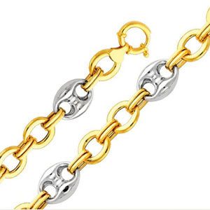 14k Two Tone Gold Gucci Link Bracelet (Length: 7.5";