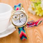 Load image into Gallery viewer, Luxury Watches Women Cute Glasses Cat Quartz Dial Wrist Watch Multi color  feminino