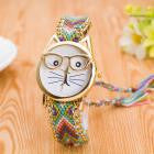 Luxury Watches Women Cute Glasses Cat Quartz Dial Wrist Watch Multi color  feminino