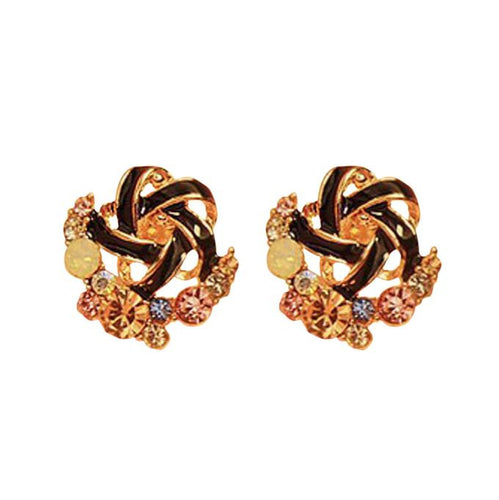 Women Luxury of Elegant Temperament Distorted Mode Color Rhinestone Earrings  BK