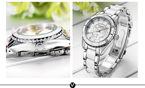 LONGBO Brand Fashion Watch Women Luxury Ceramic And Alloy Bracelet  Wristwatch