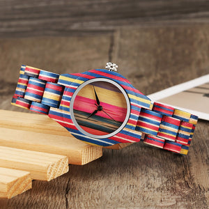 Fashion Wood Strap Men Women Quartz Watch Luxury Wooden Watches-Colorful