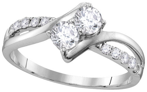 10k White Gold 3/4 ctw Diamond Bridal Engagement Ring - Size 7 (Sizeable)